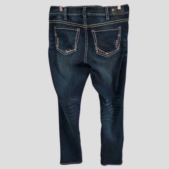 Silver Suki Fluid Mid Straight Dark Wash Denim Jeans - Picture 5 of 14